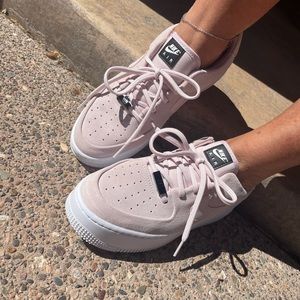 Nike Air Force ones rose gold velvet